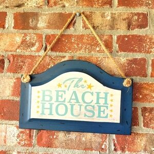 Nautical Blue and White Beach House Wall Sign